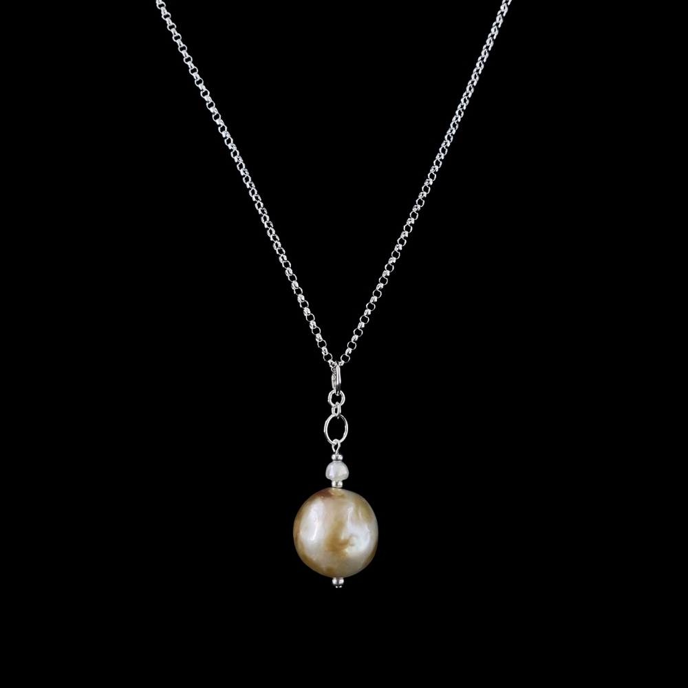 Sterling silver pearl pendant necklace Italian stamped 925 - Picture 1 of 12